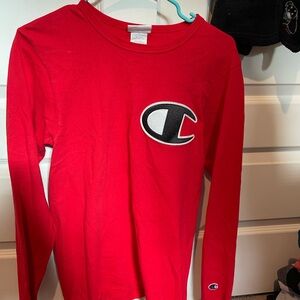 Champion Red Long Sleeve Tees Athletic Performance